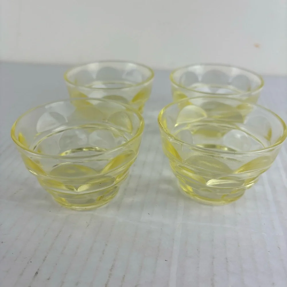Set of Four Vintage Small Yellow Glass Bowls